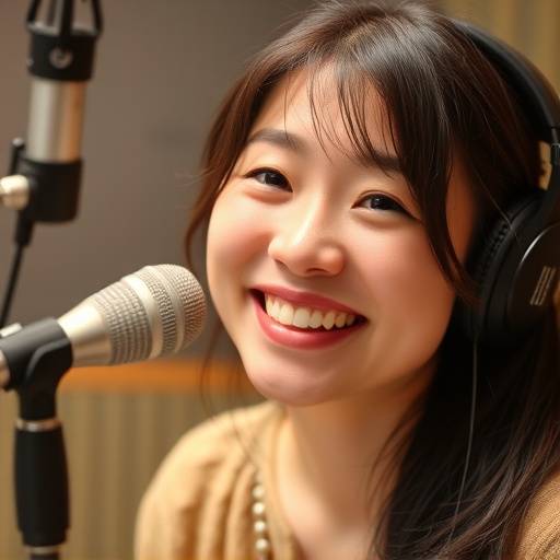 山田花子さんの写真：笑顔でマイクに向かっている